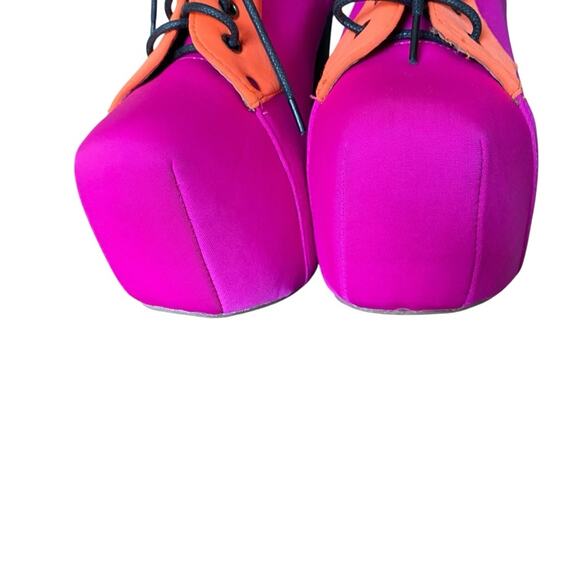 Jeffrey Campbell Lita Lace Up Platform Boots size 7 Pink Orange - Picture 3 of 7